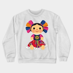 Mexican Doll, María. Mexican Otomi Doll. Traditional Mexican Rag Doll Crewneck Sweatshirt